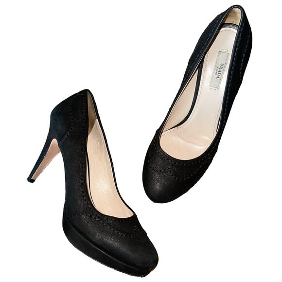 Prada Black Suede Platform Pumps - Picture 7 of 15